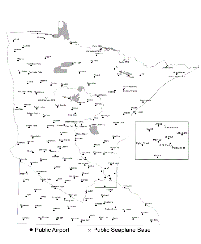 Map of Minnesota Public Use Airports and Seaplane Bases