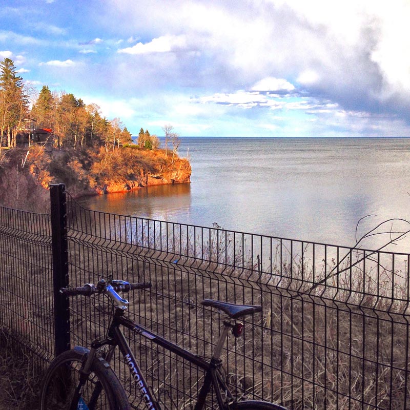 Bike route next to Lake Superior