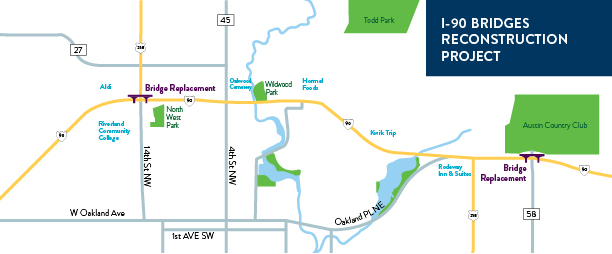 I-90 Bridges Reconstruction location project map