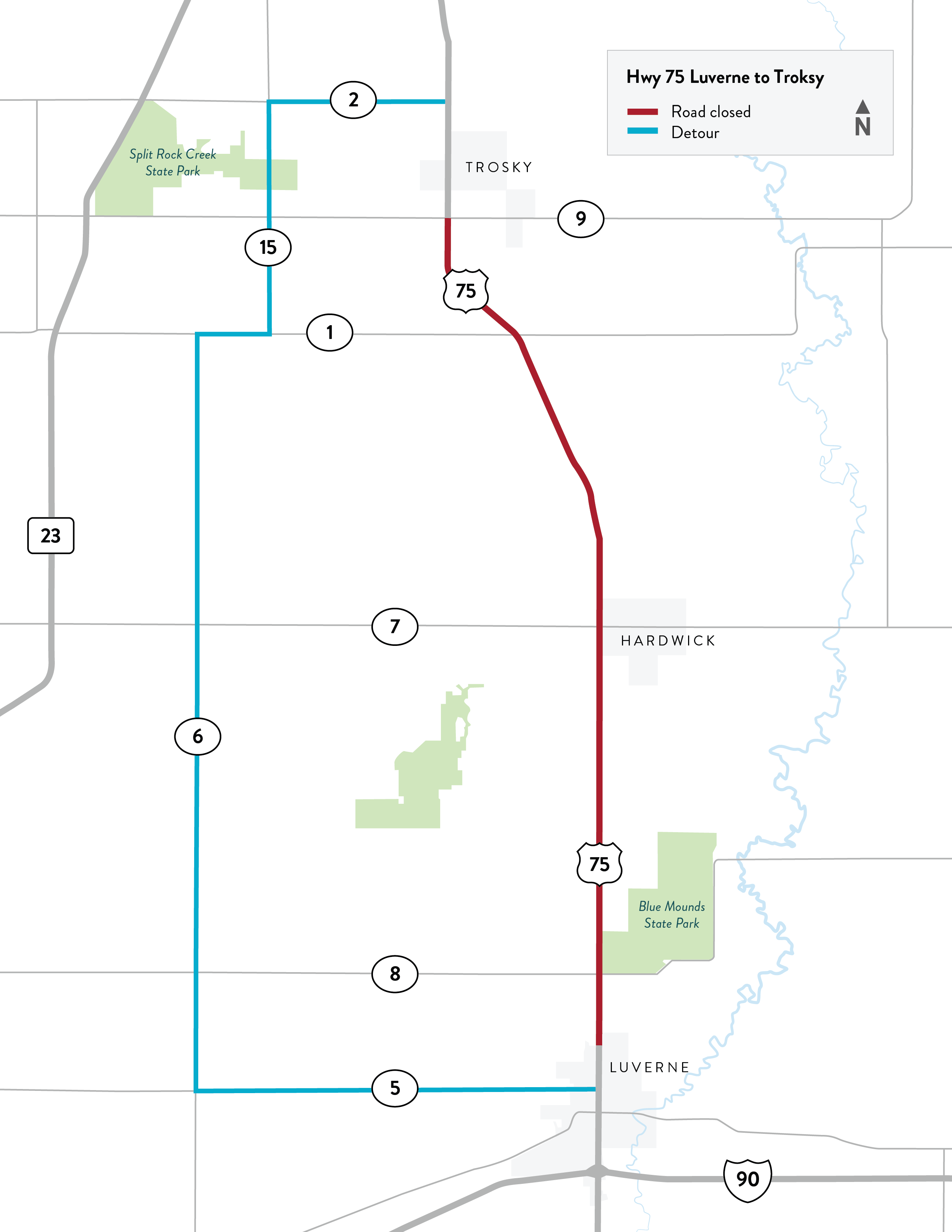 Highway 22 detour map