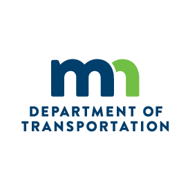 MnDOT vertical logo in blue and green
